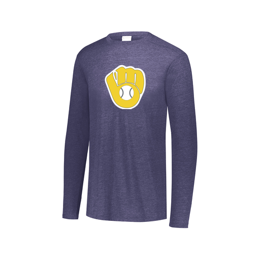 [FTLCUBNV-AXS-LOGO1] Decker Men's Tri-Blend T-Shirt - Long Sleeve (Adult XS, Navy, Logo 1)