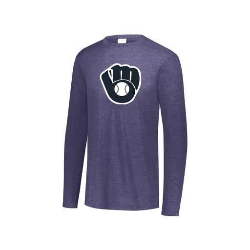 [FTLCUBNV-YS-LOGO2] Decker Youth Tri-Blend T-Shirt - Long Sleeve (Youth S, Navy, Logo 2)