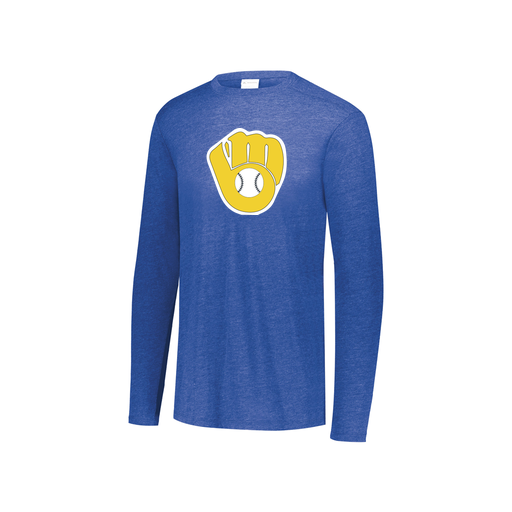 [FTLCUBRY-YS-LOGO1] Decker Youth Tri-Blend T-Shirt - Long Sleeve (Youth S, Royal, Logo 1)