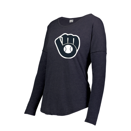 [FTLCUBNV-FAXS-LOGO2] Decker Women's Tri-Blend T-Shirt - Long Sleeve (Female Adult XS, Navy, Logo 2)