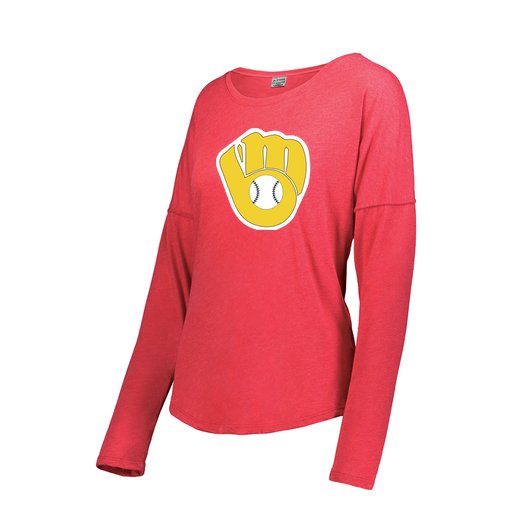 [FTLCUBRD-FAXS-LOGO1] Decker Women's Tri-Blend T-Shirt - Long Sleeve (Female Adult XS, Red, Logo 1)